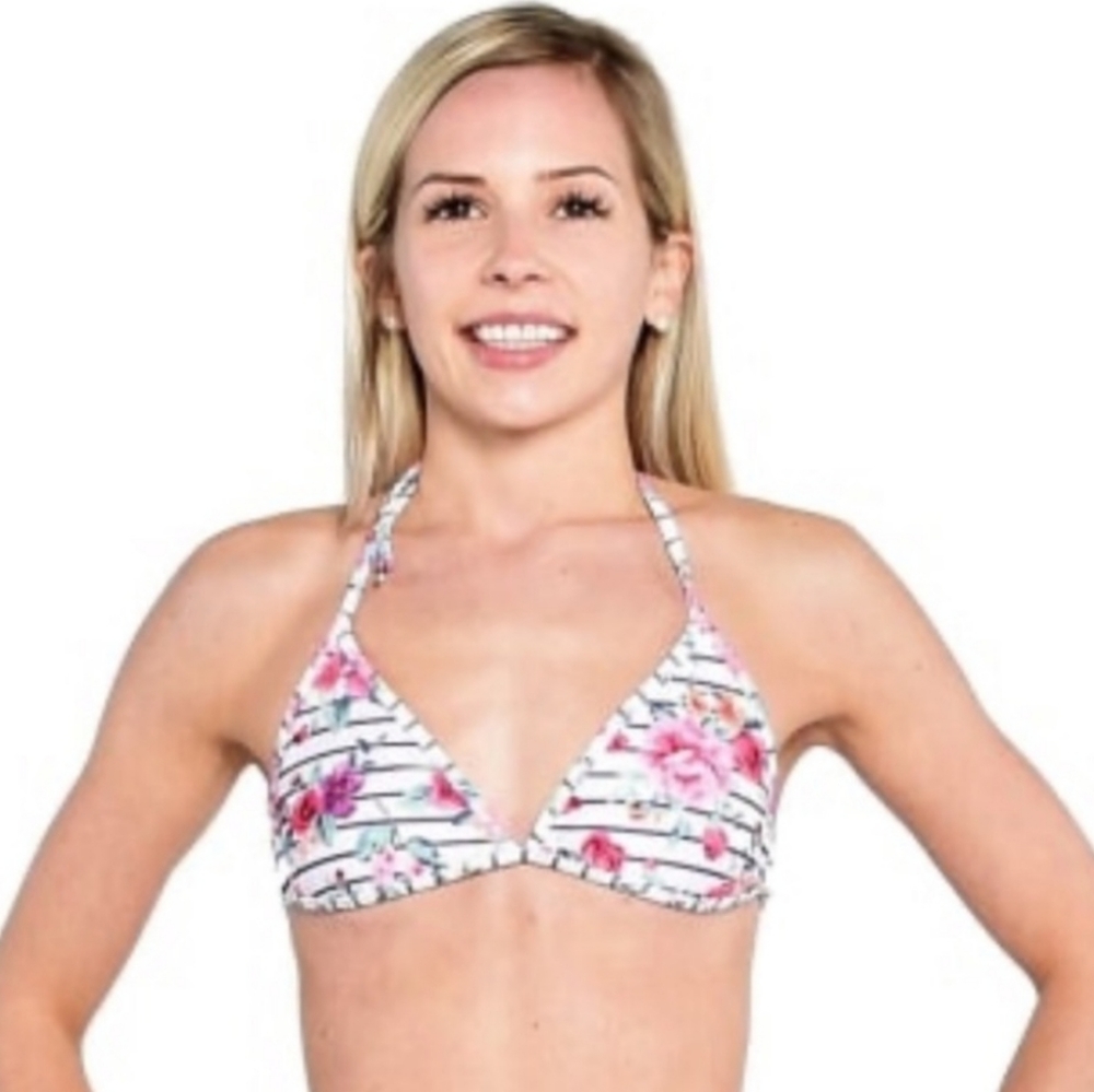 WILDFOX So 90s Floral Triangle Halter Bikini Top